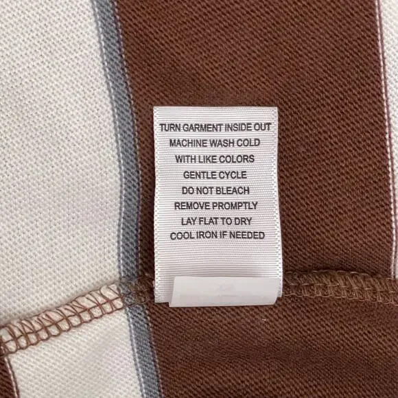 AYR Brown & White Striped Long Sleeve Cotton Top – Size XS - Picture 5 of 7